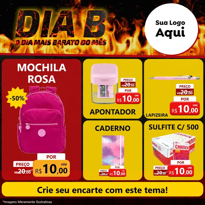 Modelo de Rede Social para Feed Facebook com o tema Dia B para Papelaria