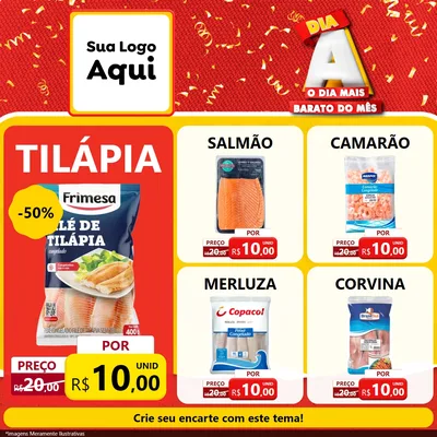 Modelo de Rede Social para Feed Facebook com o tema Dia A o Dia Mais Barato do Mês para Peixaria