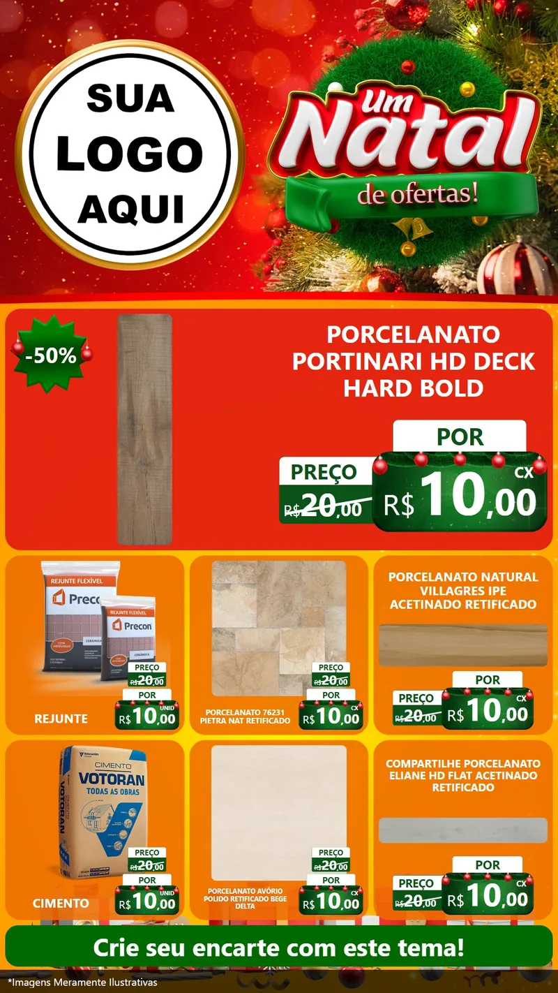 Modelo de Rede Social para Stories com o tema Um Natal de Ofertas para Pisos e revestimentos