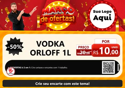 Modelo de Cartaz para Cartaz A4 Horizontal com o tema Março de Ofertas! para Distribuidora de bebidas