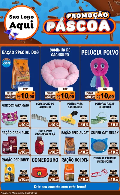 Modelo de Encarte para Encarte Grande com o tema Promoção Páscoa para Pet Shop