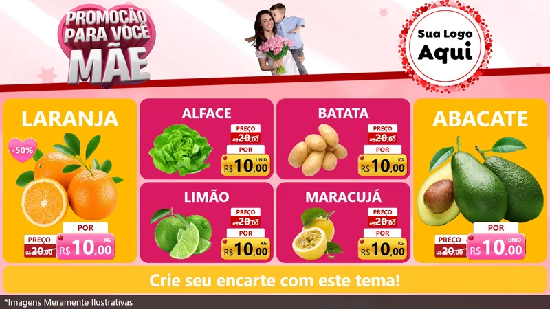Modelo de TV para TV Horizontal com o tema Promoção Para Você Mãe para Hortifrúti