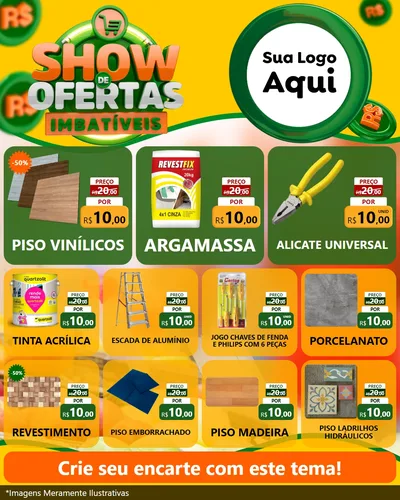 Modelo de Rede Social para Feed Instagram com o tema Show de Ofertas Imbatíveis para Material para Construção