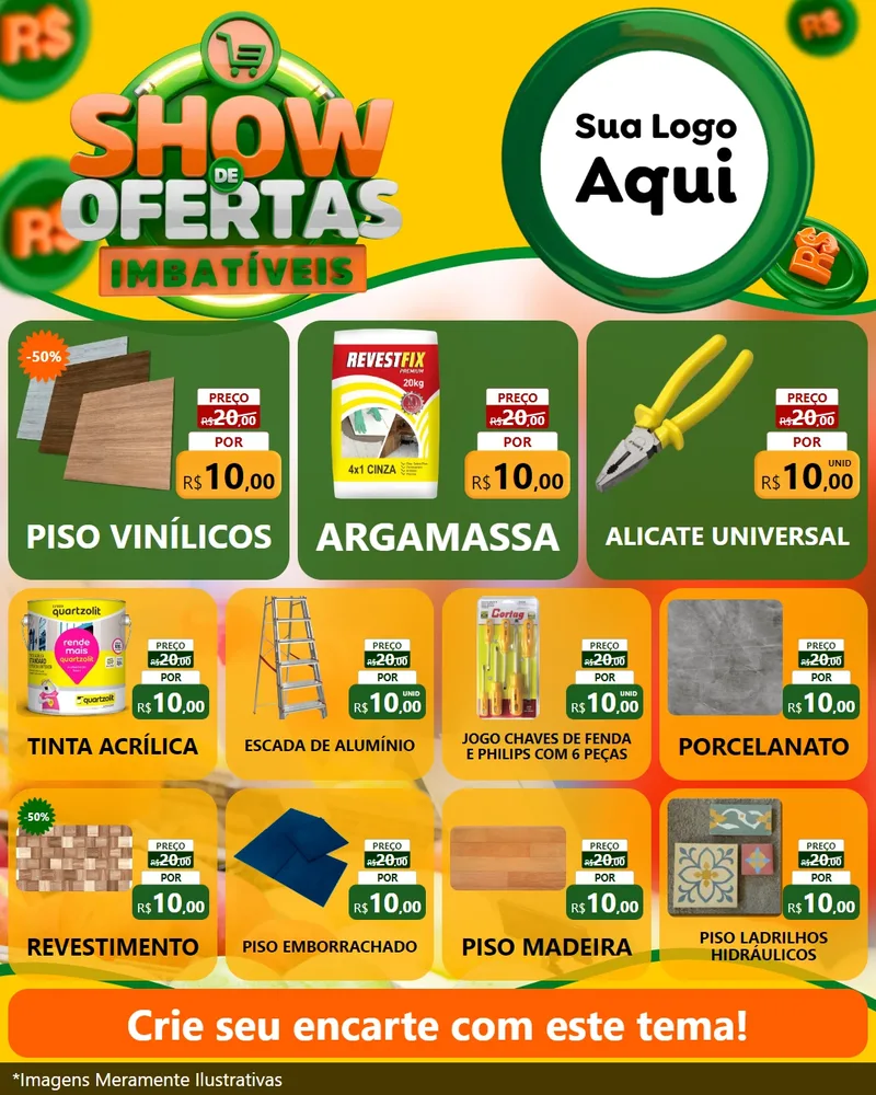 Modelo de Rede Social para Feed Instagram com o tema Show de Ofertas Imbatíveis para Material para Construção