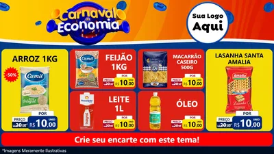 Modelo de TV para TV Horizontal com o tema Carnaval da Economia para Supermercado