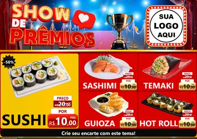Modelo de Encarte para Encarte A4 Horizontal com o tema Show de Prêmios para Comida japonesa