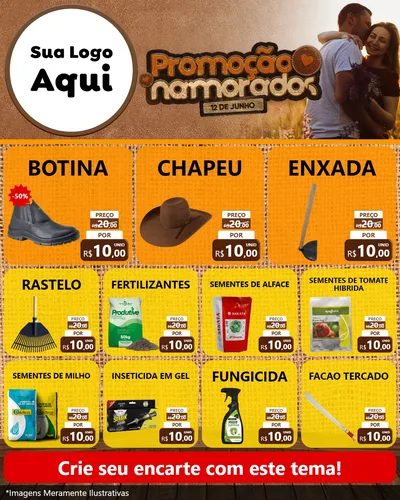Modelo de Rede Social para Feed Instagram com o tema Promoção Namorados para Agropecuária