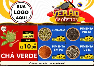 Modelo de Encarte para Encarte A4 Horizontal com o tema Super Verão de Ofertas para Produtos Naturais