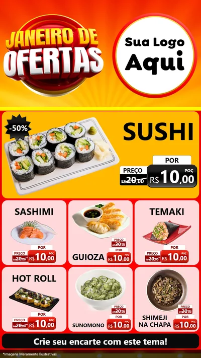 Modelo de Rede Social para Stories com o tema Janeiro de Ofertas para Comida japonesa