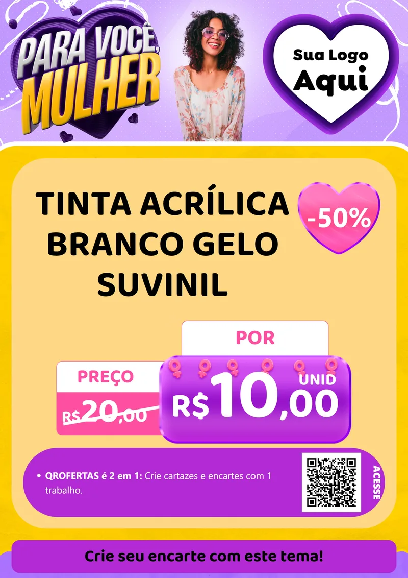 Modelo de Cartaz para Cartaz A4 Vertical com o tema Para Você, Mulher para Tintas e Ferramentas