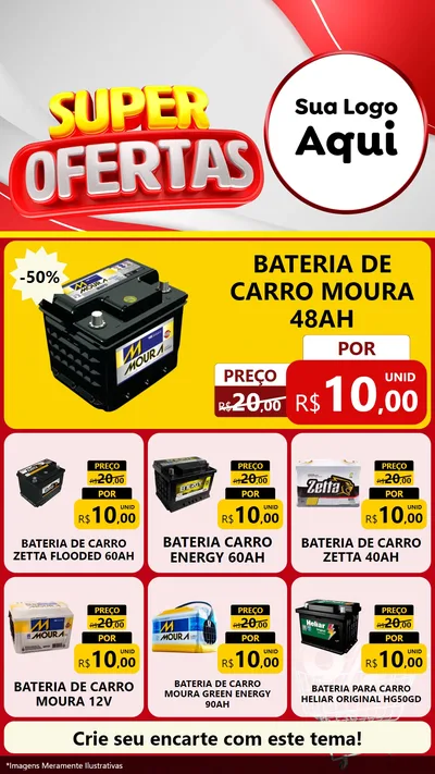 Modelo de Rede Social para Stories com o tema Super Ofertas para Baterias Elétricas