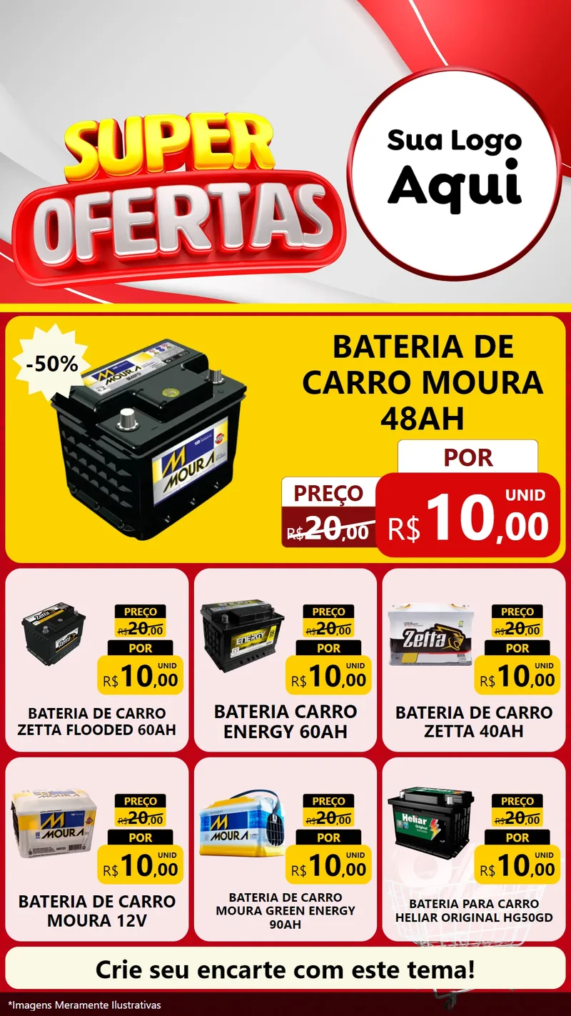 Modelo de Rede Social para Stories com o tema Super Ofertas para Baterias Elétricas