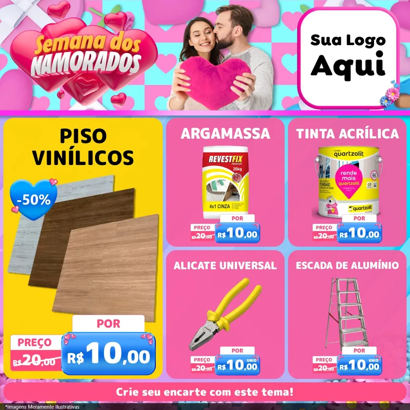 Modelo de Rede Social para Feed Facebook com o tema Semana dos Namorados para Material para Construção