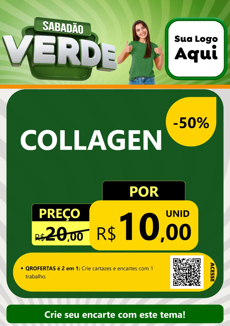 Modelo de Cartaz para Cartaz A4 Vertical com o tema Sabadão Verde para Suplementos alimentares