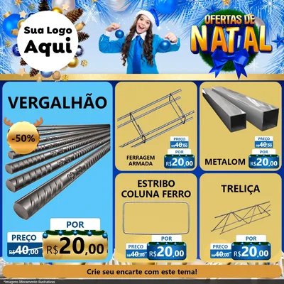 Modelo de Rede Social para Feed Facebook com o tema Ofertas de Natal para Ferragens