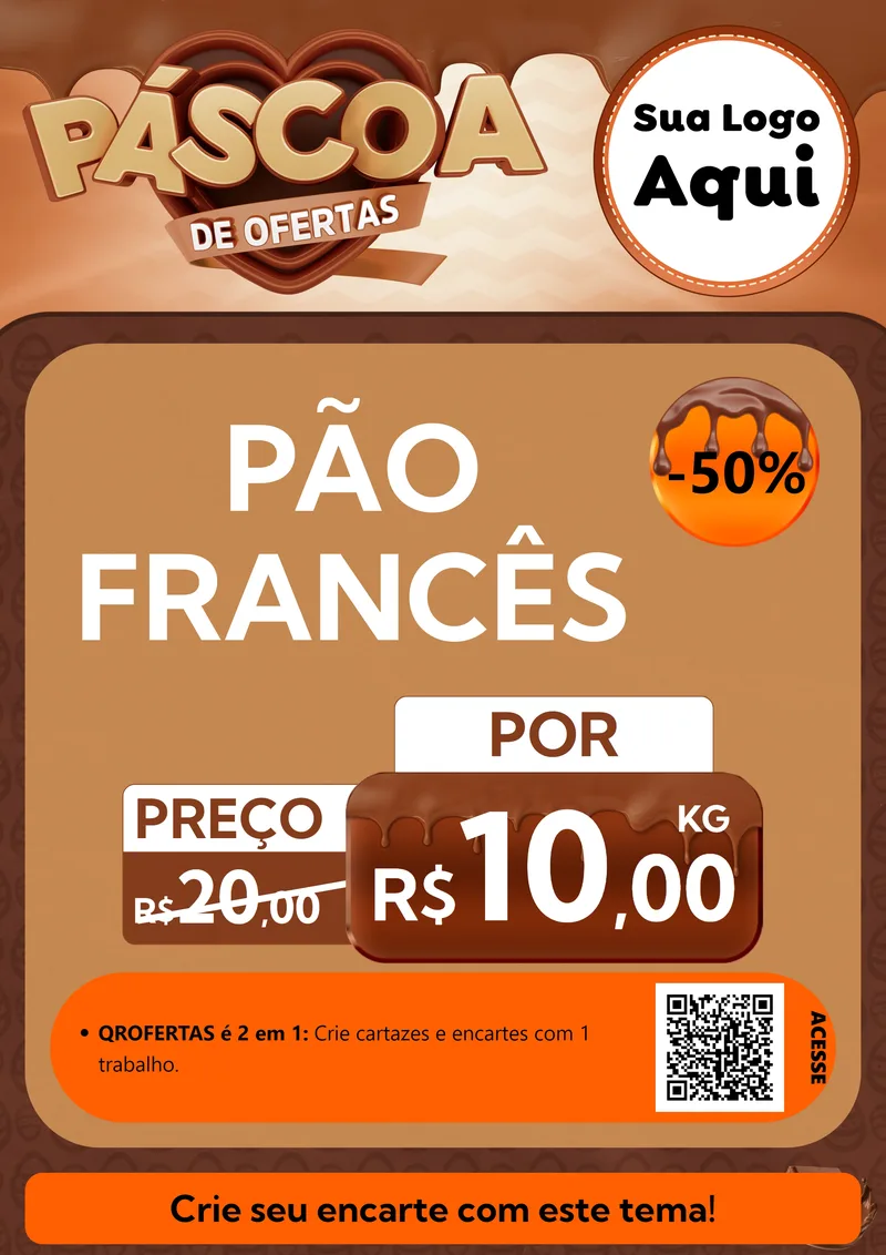 Modelo de Cartaz para Cartaz A4 Vertical com o tema Páscoa de Ofertas para Padaria
