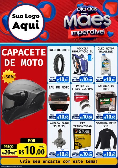 Modelo de Encarte para Encarte A4 Vertical com o tema Dia Das Mães Imperdível para Moto peças