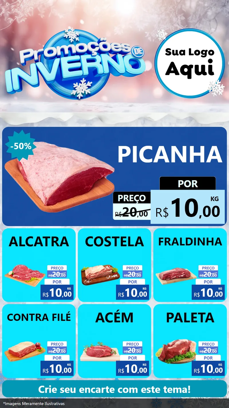 Modelo de Rede Social para Stories com o tema Promoções de Inverno para Açougue