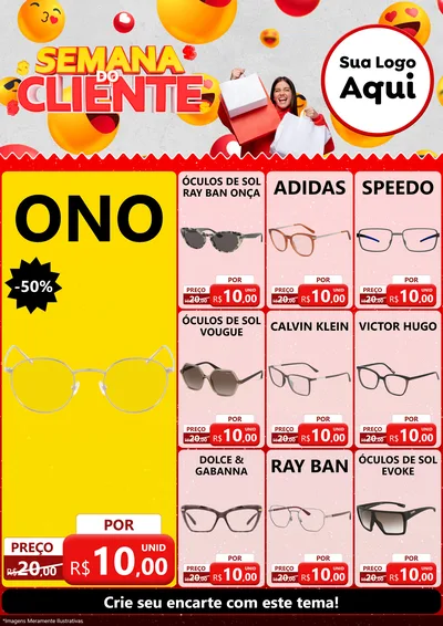 Modelo de Encarte para Encarte A4 Vertical com o tema Semana do Cliente para Óticas