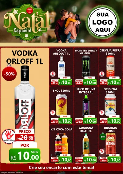 Modelo de Encarte para Encarte A4 Vertical com o tema Natal Especial para Distribuidora de bebidas