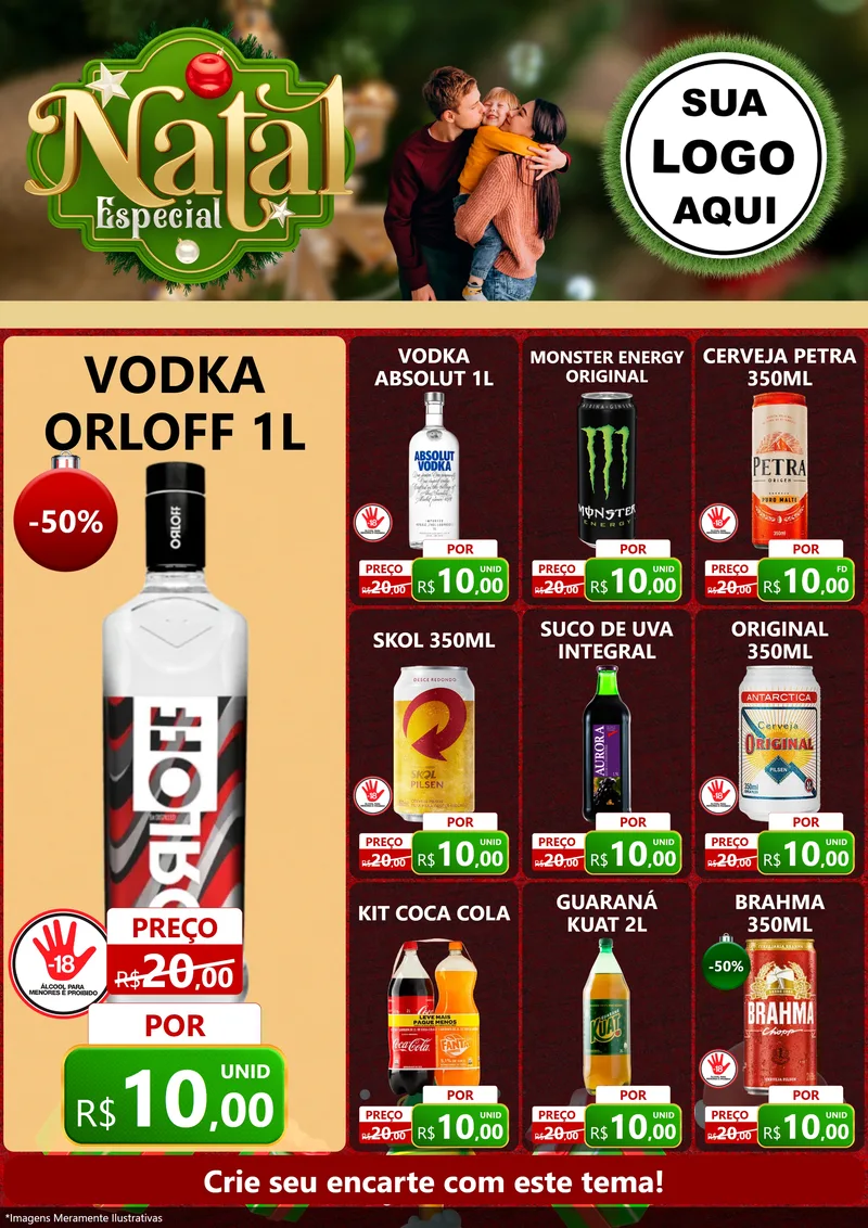 Modelo de Encarte para Encarte A4 Vertical com o tema Natal Especial para Distribuidora de bebidas