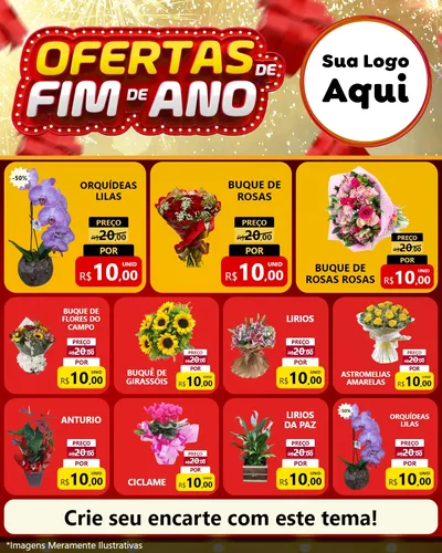 Modelo de Rede Social para Feed Instagram com o tema Ofertas de Fim de Ano para Floricultura e jardim