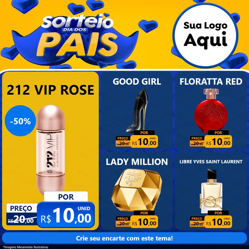 Modelo de Rede Social para Feed Facebook com o tema Sorteio Dia dos Pais para Perfumes
