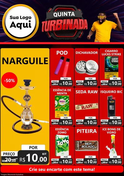 Modelo de Encarte para Encarte A4 Vertical com o tema Quinta Turbinada para Tabacaria