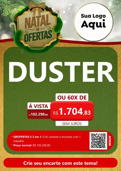 Modelo de Cartaz para Cartaz A4 Vertical com o tema Ofertas de Natal para Concessionaria de Carros