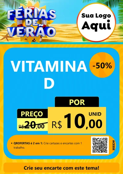 Modelo de Cartaz para Cartaz A4 Vertical com o tema Férias de Verão para Farmácia