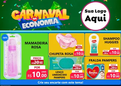 Modelo de Encarte para Encarte A4 Horizontal com o tema Carnaval da Economia para Bebês