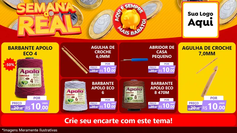 Modelo de TV para TV Horizontal com o tema Semana do Real para Armarinho e Aviamentos