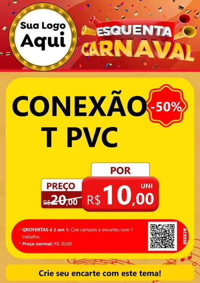 Modelo de Cartaz para Cartaz A4 Vertical com o tema Esquenta Carnaval para Tubos e conexões