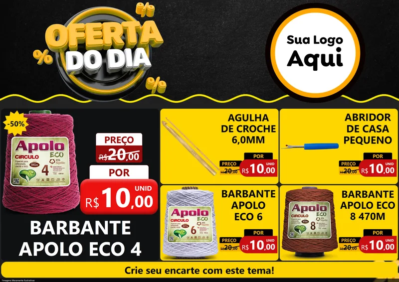 Modelo de Encarte para Encarte A4 Horizontal com o tema Oferta Do Dia para Armarinho e Aviamentos