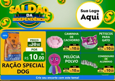 Modelo de Encarte para Encarte A4 Horizontal com o tema Saldão da Indepêndencia para Pet Shop