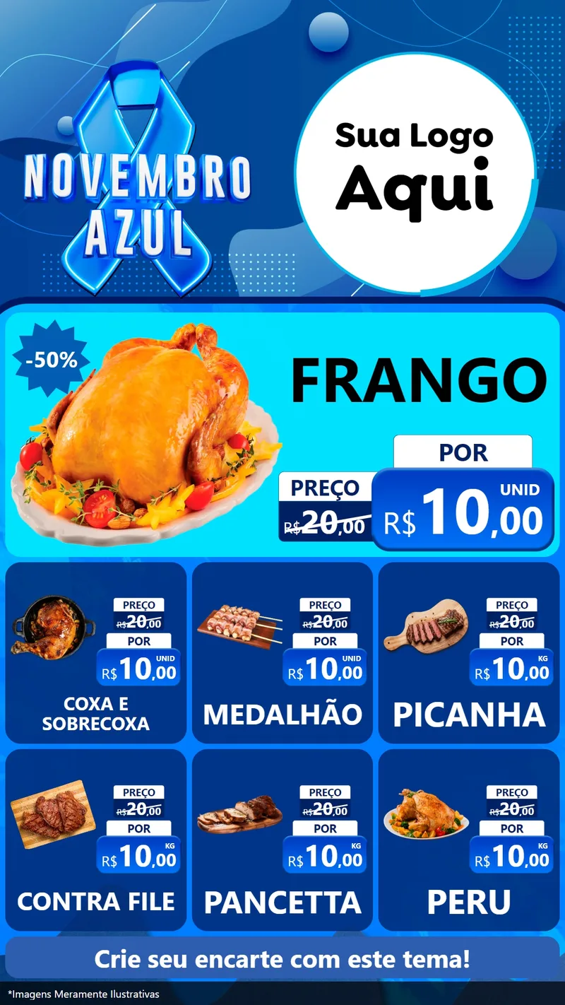 Modelo de Rede Social para Stories com o tema Novembro Azul para Assados