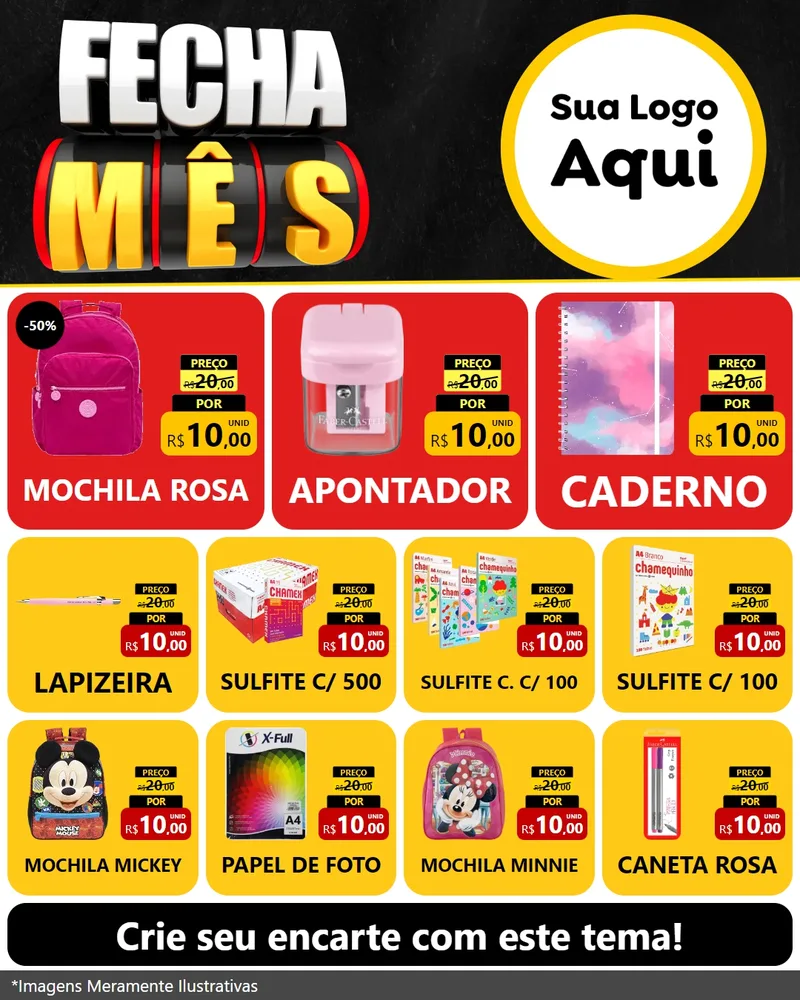 Modelo de Rede Social para Feed Instagram com o tema Fecha Mês para Papelaria