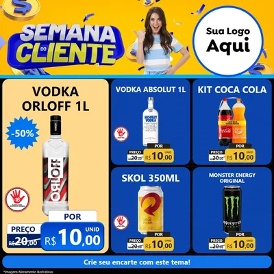 Modelo de Rede Social para Feed Facebook com o tema Semana do Cliente para Distribuidora de bebidas