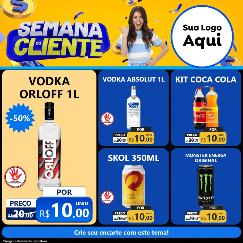 Modelo de Rede Social para Feed Facebook com o tema Semana do Cliente para Distribuidora de bebidas