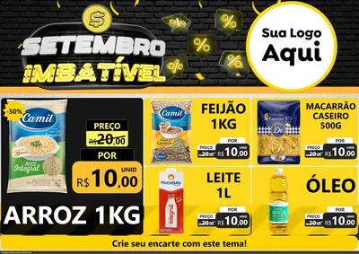Modelo de Encarte para Encarte A4 Horizontal com o tema Setembro Imbatível para Supermercado
