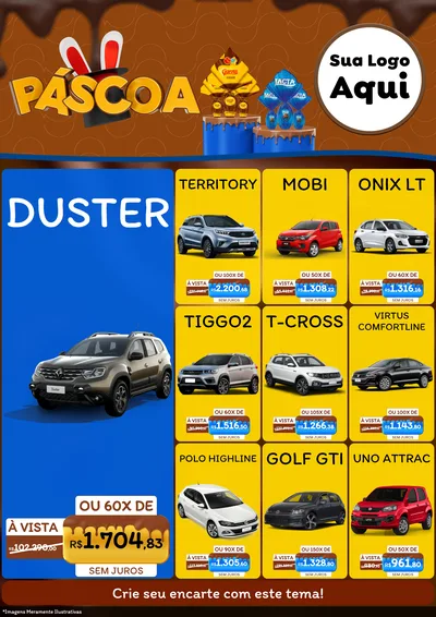 Modelo de Encarte para Encarte A4 Vertical com o tema Páscoa para Concessionaria de Carros