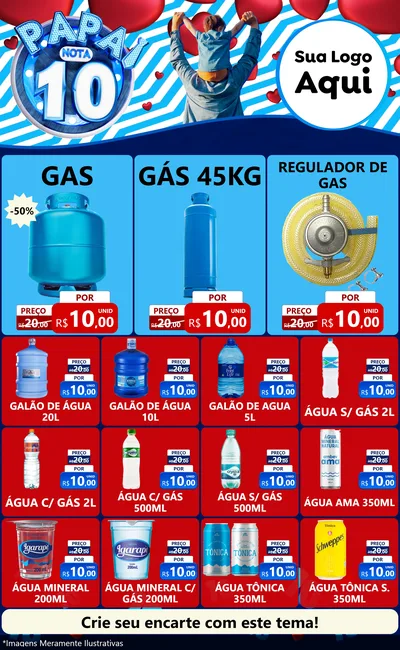 Modelo de Encarte para Encarte Grande com o tema Papai Nota 10 para Água e gás