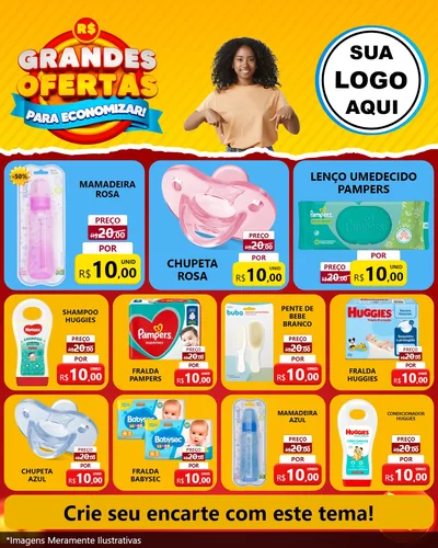 Modelo de Rede Social para Feed Instagram com o tema Grandes Ofertas Para Economizar! para Bebês