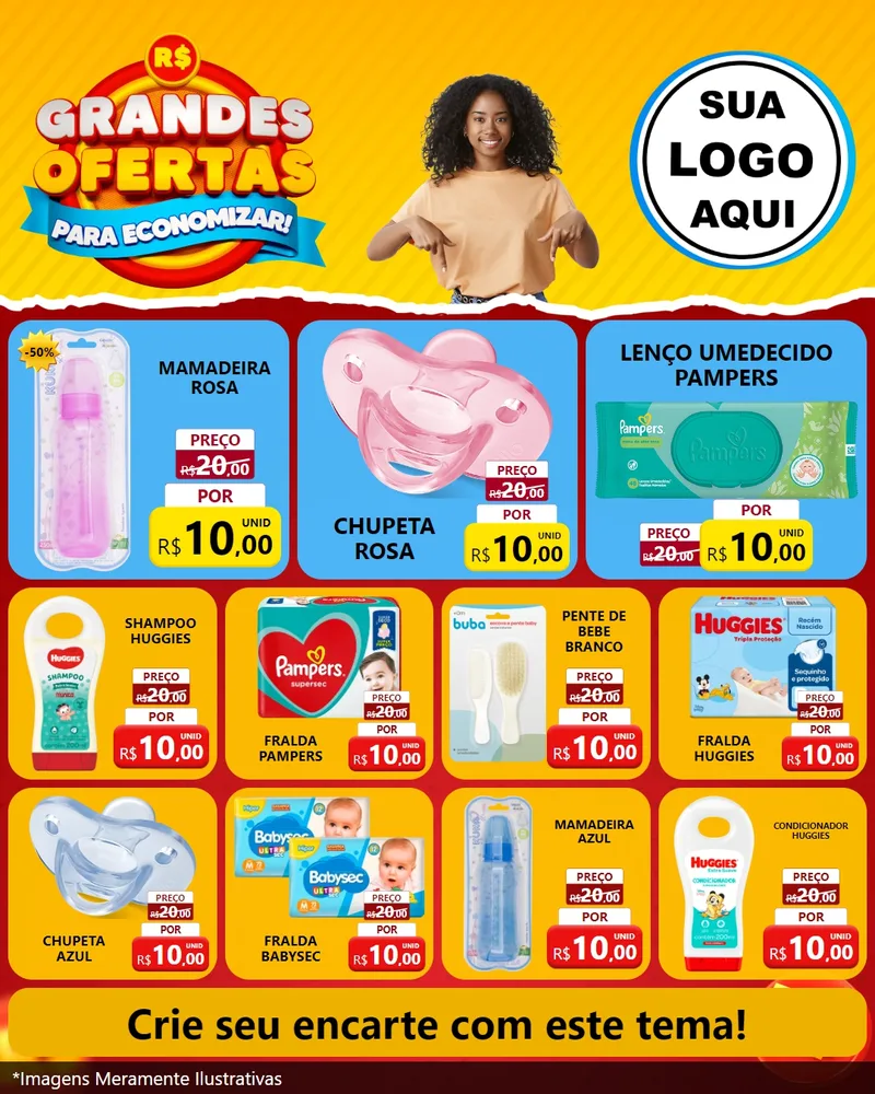 Modelo de Rede Social para Feed Instagram com o tema Grandes Ofertas Para Economizar! para Bebês