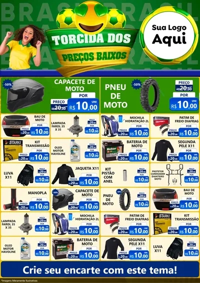 Modelo de Encarte para Encarte A4 Vertical com o tema Torcida dos Preços Baixos - Copa para Moto peças