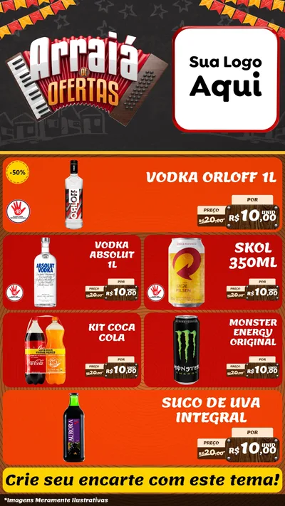 Modelo de TV para TV Vertical com o tema Arraiá de Ofertas - Junina para Distribuidora de bebidas