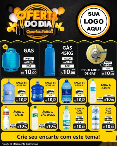 Modelo de Rede Social para Feed Instagram com o tema Oferta do Dia - Quarta Feira! para Água e gás