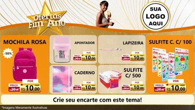 Modelo de TV para TV Horizontal com o tema Ofertas Fim de Ano para Papelaria