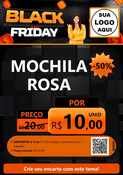 Modelo de Cartaz para Cartaz A4 Vertical com o tema Black Friday para Papelaria