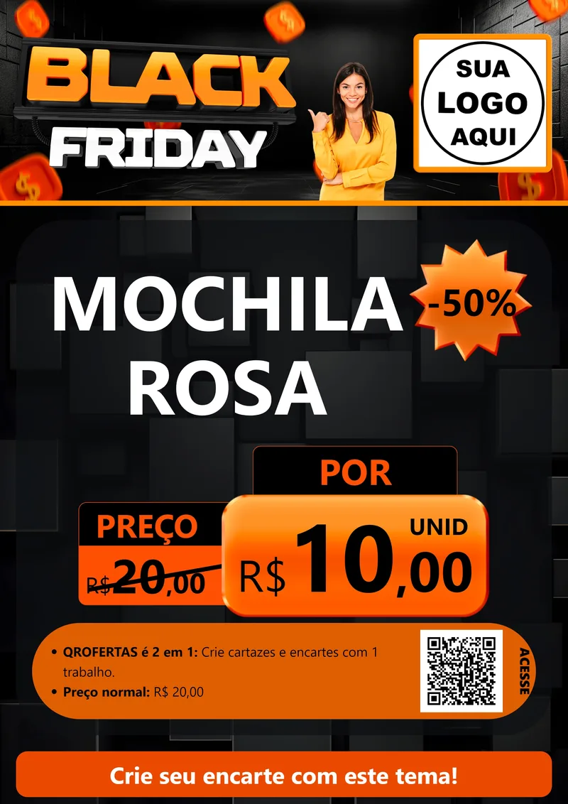 Modelo de Cartaz para Cartaz A4 Vertical com o tema Black Friday para Papelaria